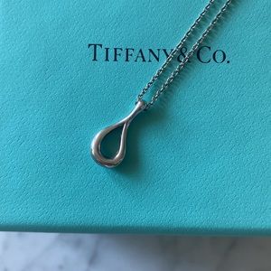 Tiffany & Co. Elsa Peretti Open Teardrop Sterling Silver Necklace